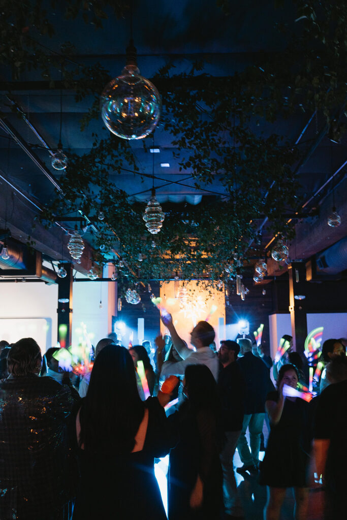 Lively wedding dance floor at Everett West during an inclusive city celebration
