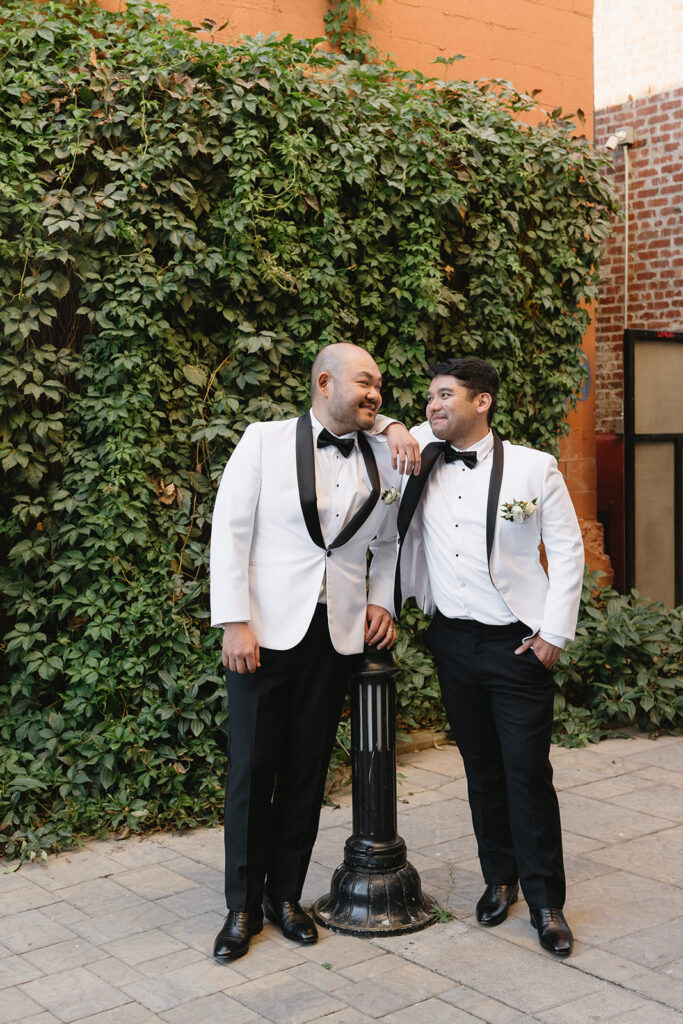 couple posing for timeless wedding portraits