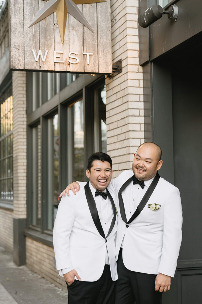 couple posing for timeless wedding portraits
