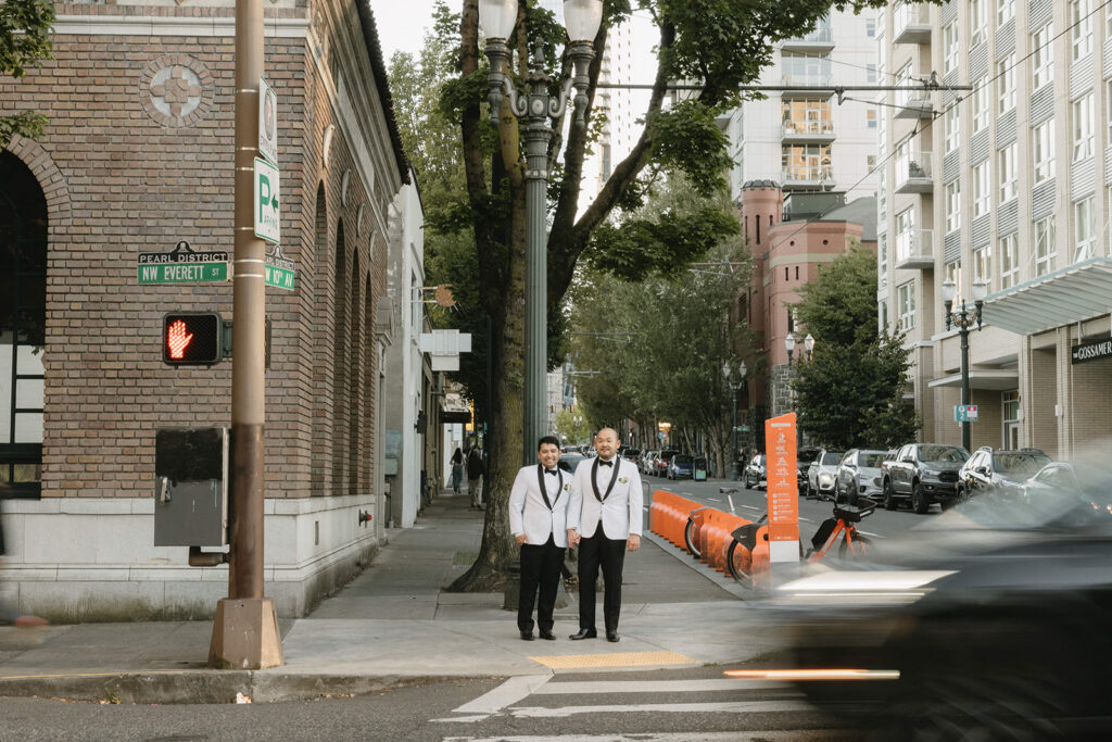 couple posing for timeless wedding portraits