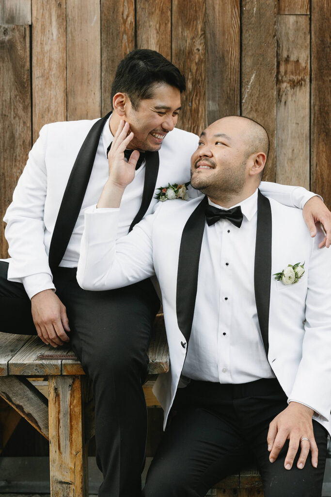 couple posing for timeless wedding portraits