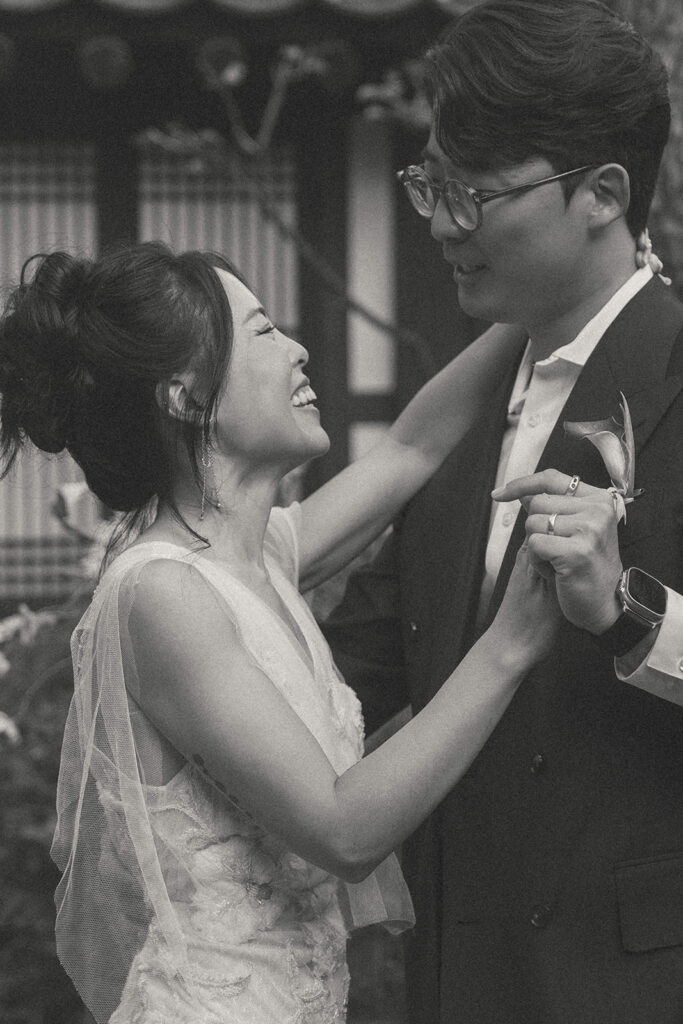 Elegant details from an intimate wedding in Seoul showcasing traditional Korean design and soft natural light.
