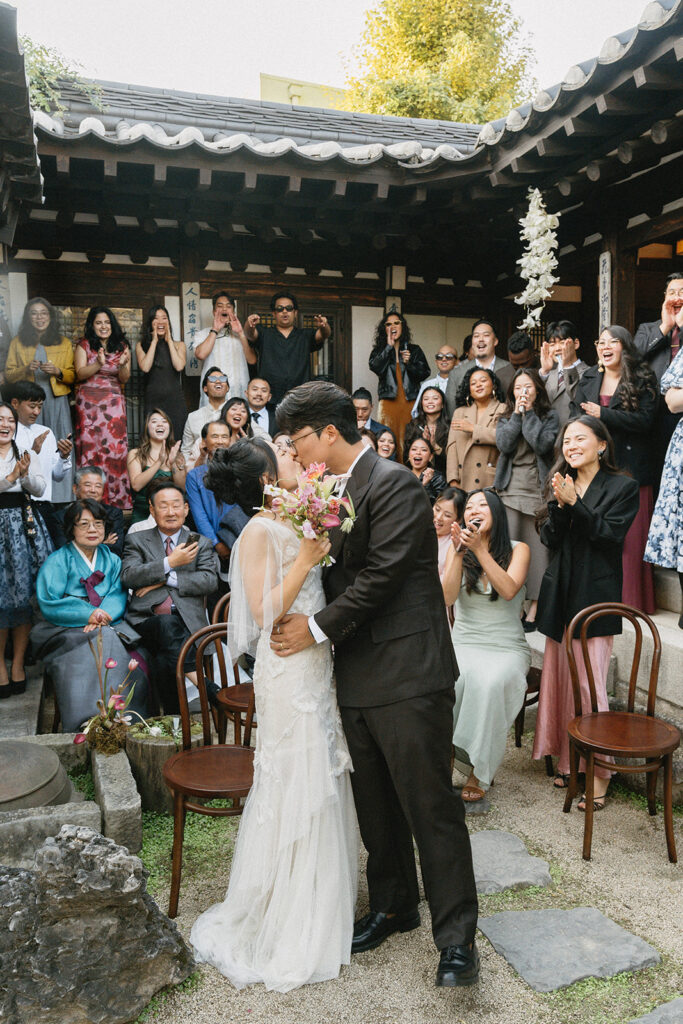 Elegant details from an intimate wedding in Seoul showcasing traditional Korean design and soft natural light.
