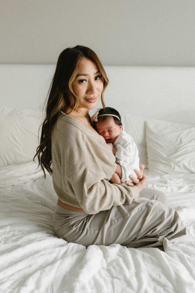 Family with their newborn baby during a relaxed lifestyle photo session
