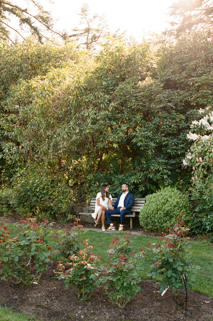 Intimate courthouse wedding portraits at the International Rose Garden before dinner with family and friends
