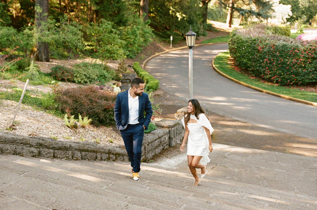 Intimate courthouse wedding portraits at the International Rose Garden before dinner with family and friends
