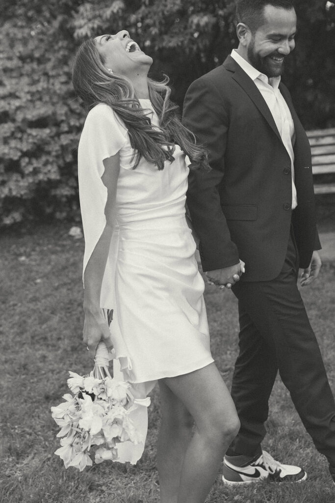 Couple celebrating their civil union wedding with romantic portraits at Washington Park in Portland, Oregon
