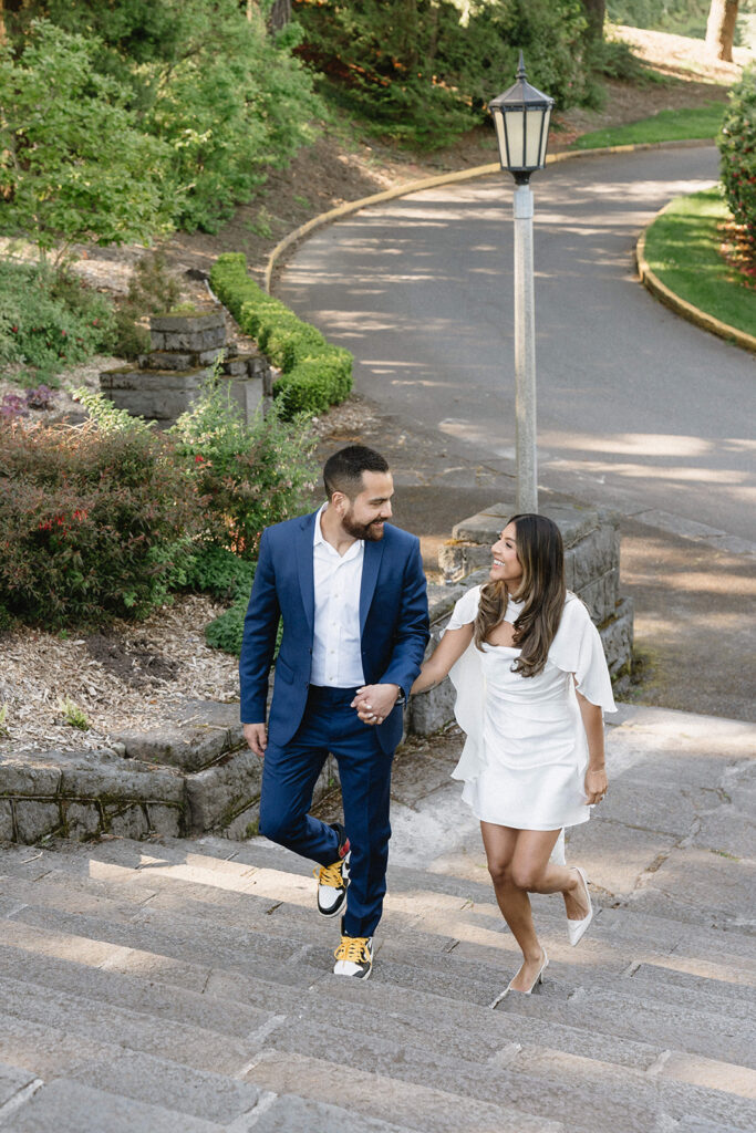 Intimate courthouse wedding portraits at the International Rose Garden before dinner with family and friends
